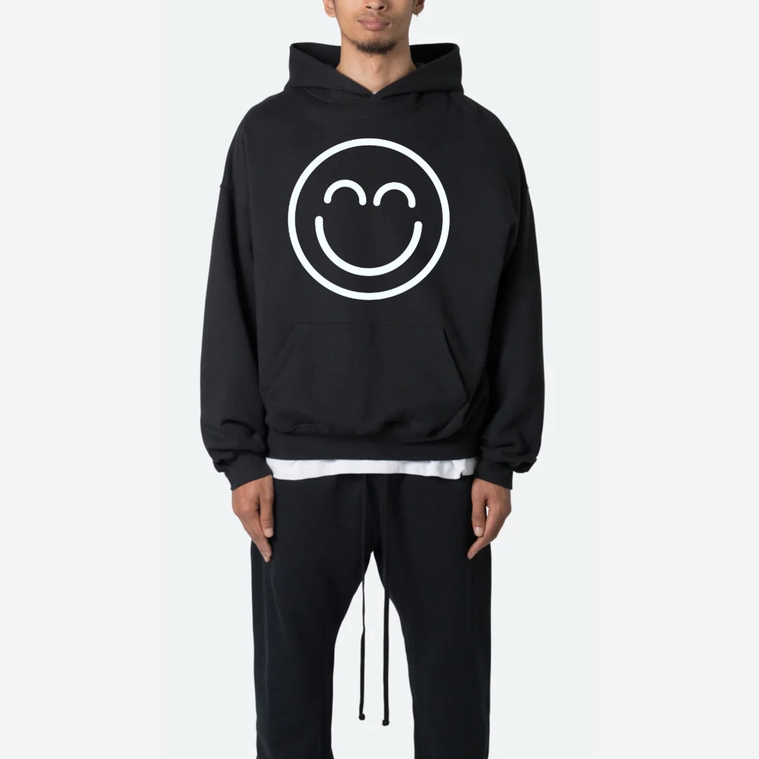 Happy Hoodie - Black w/ White Smile