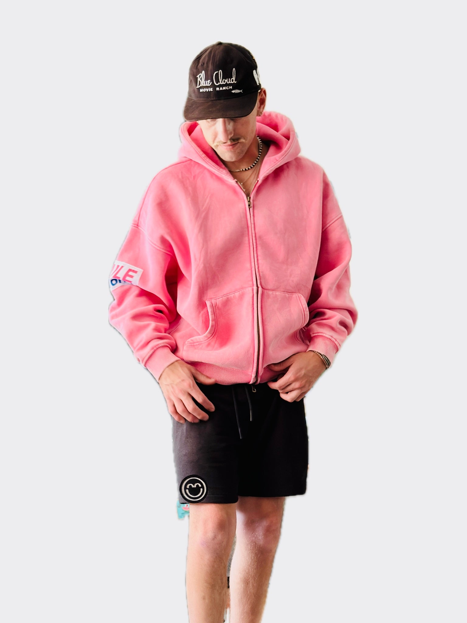 Pink Double Zip-Up Smile World Hoodie – SMILE