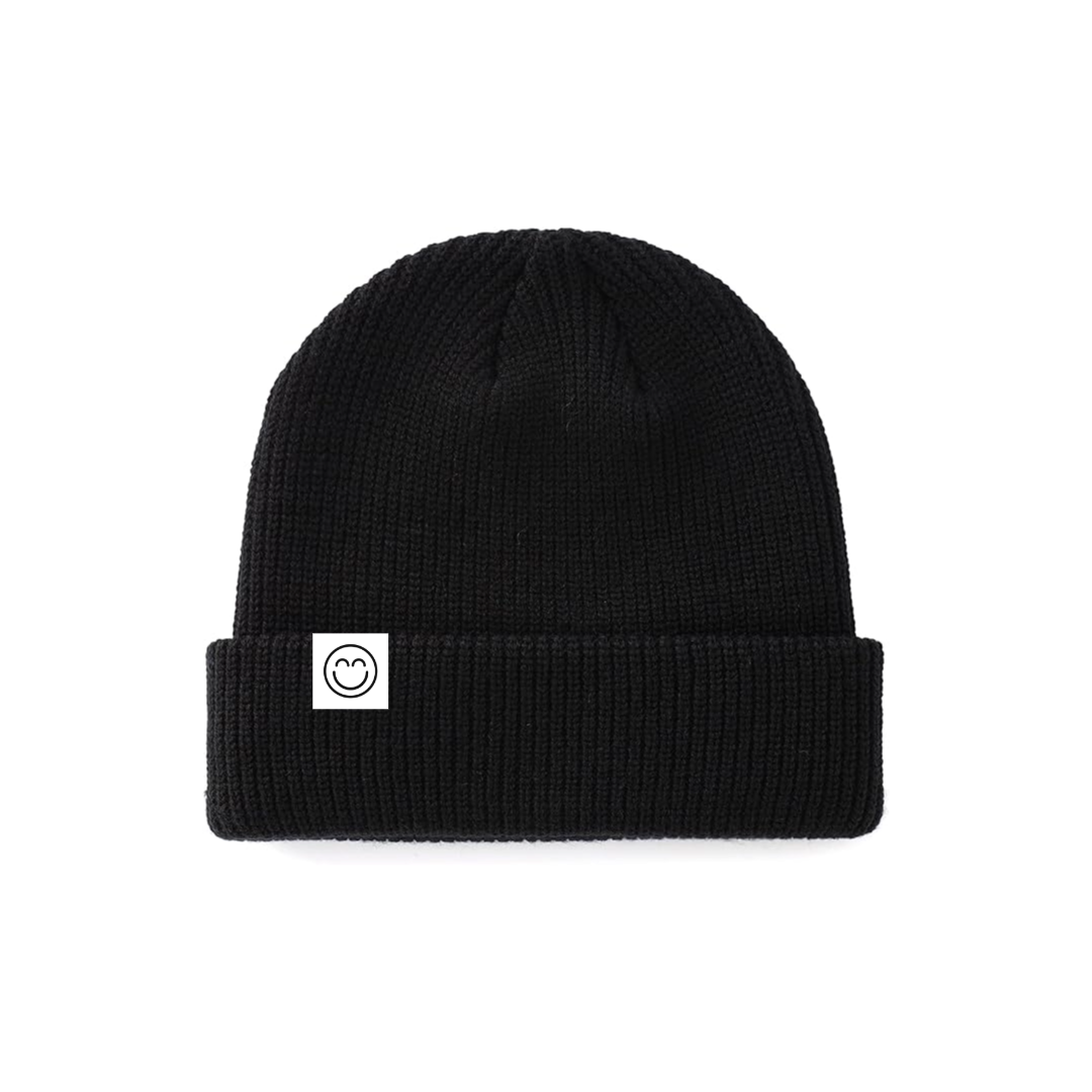 Black Smile Beanie w/ White Tag