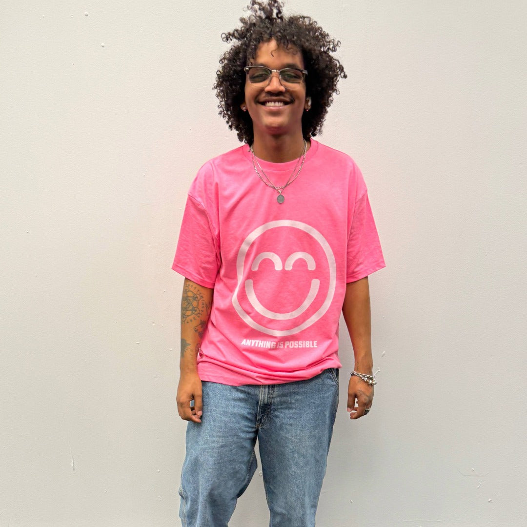 “Anything Is Possible” Pink Relief Smile Shirt