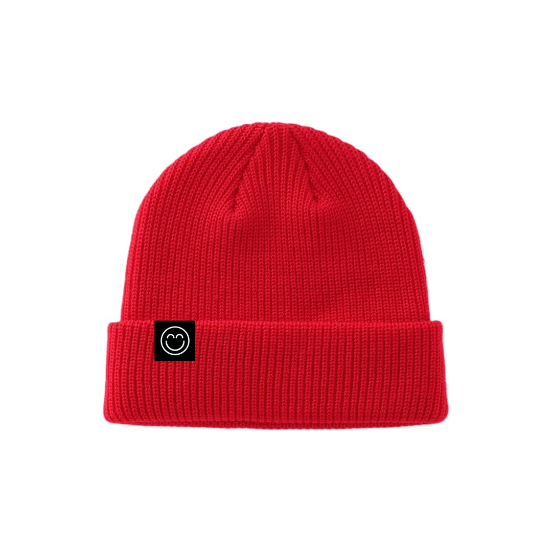 Red Smile Beanie with Black Tag