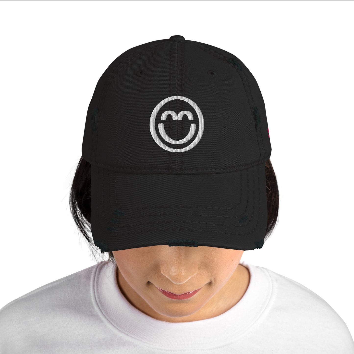 Distressed Dad Hat - Smile World - Adjustable Strap-Back Cap