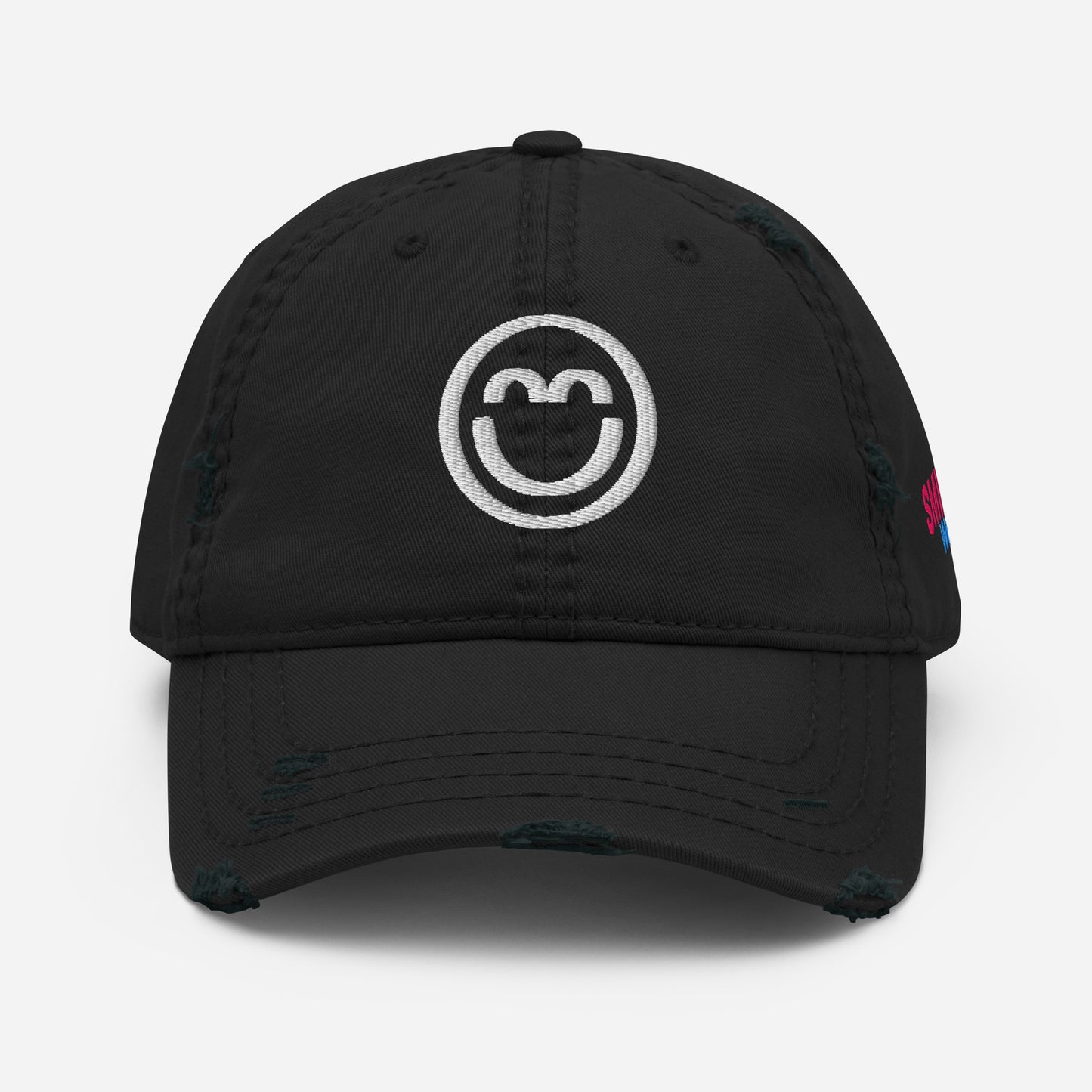 Distressed Dad Hat - Smile World - Adjustable Strap-Back Cap
