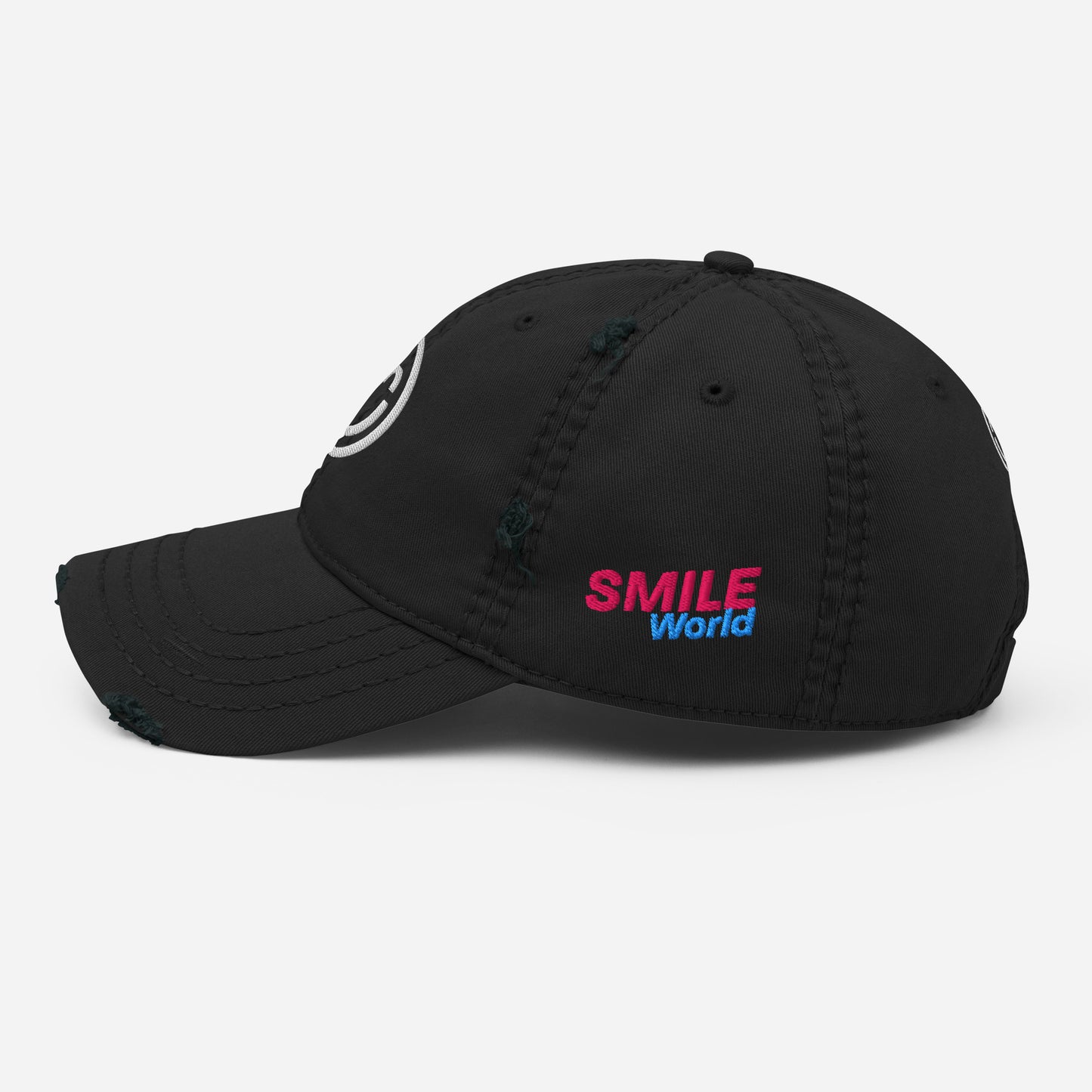Distressed Dad Hat - Smile World - Adjustable Strap-Back Cap