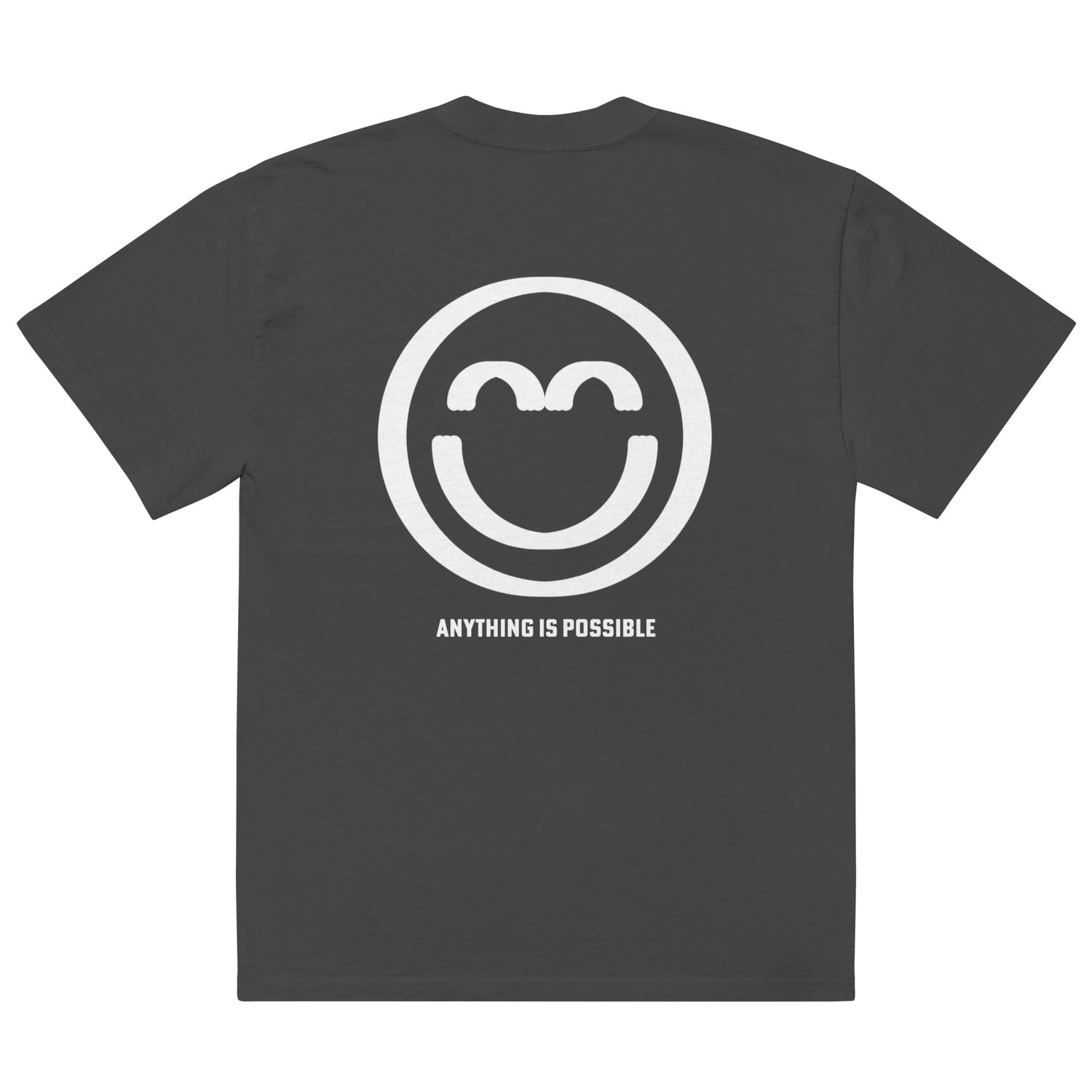Men's Oversized Faded Gray Smile T-Shirt - Anything is Possible