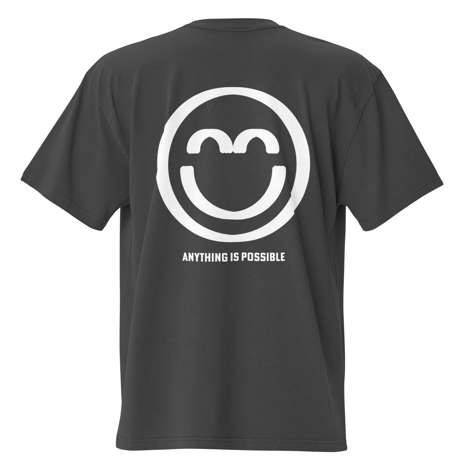 Men's Oversized Faded Gray Smile T-Shirt - Anything is Possible