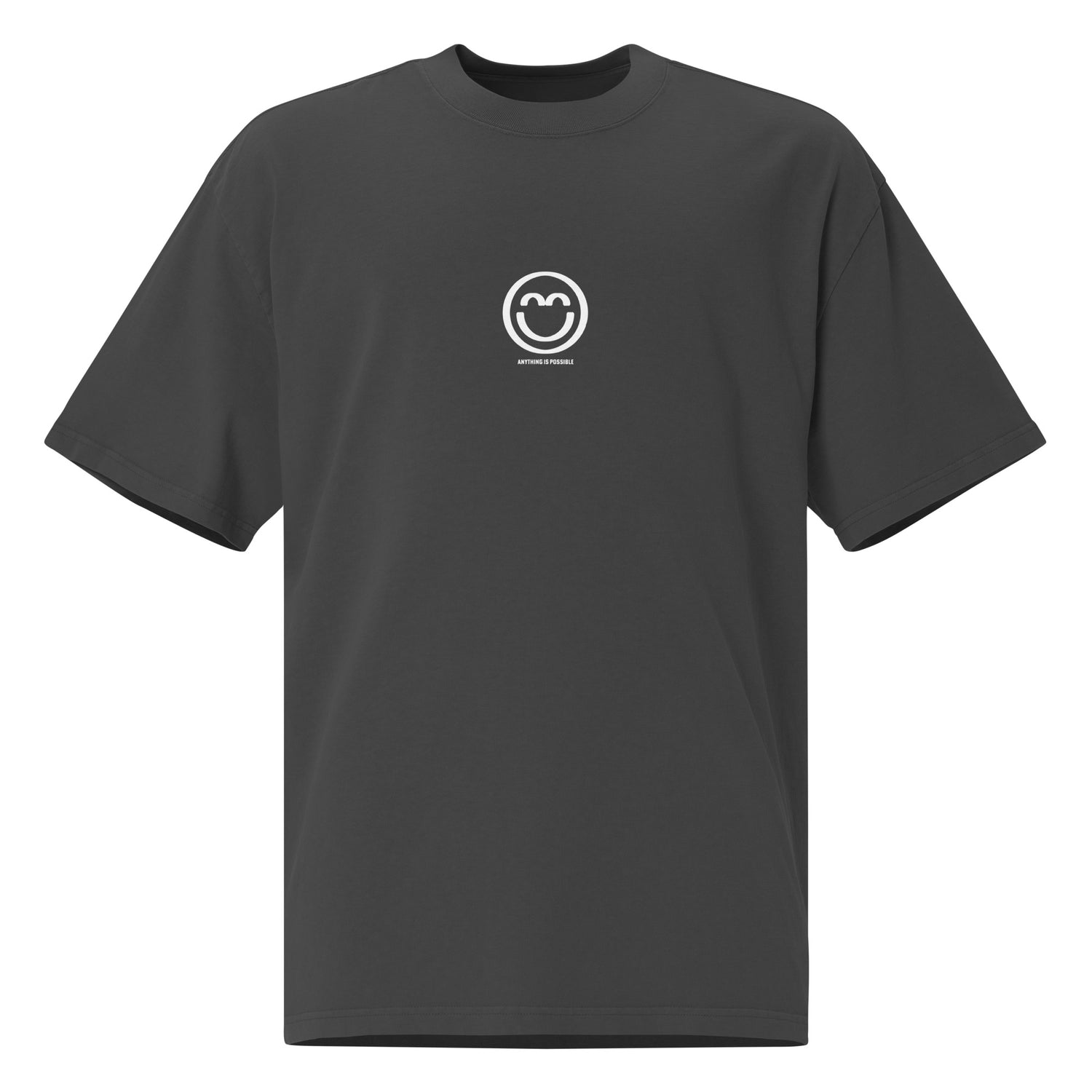 Men's Oversized Faded Gray Smile T-Shirt - Anything is Possible
