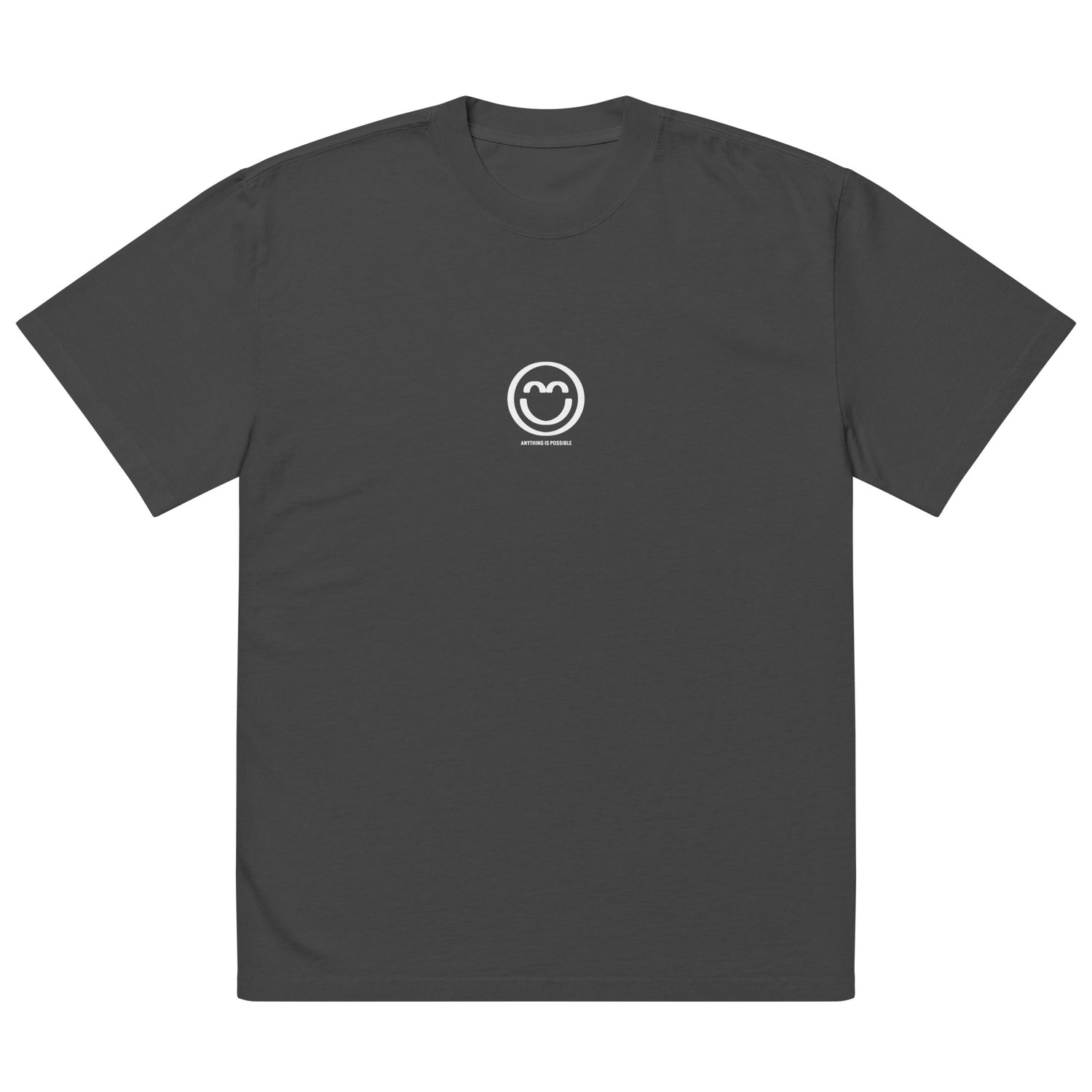 Men's Oversized Faded Gray Smile T-Shirt - Anything is Possible