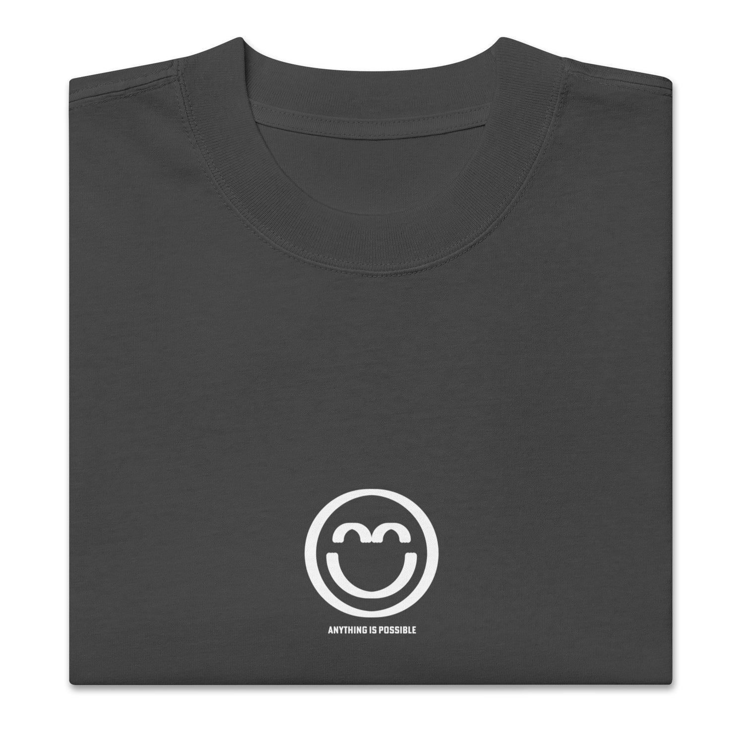 Men's Oversized Faded Gray Smile T-Shirt - Anything is Possible